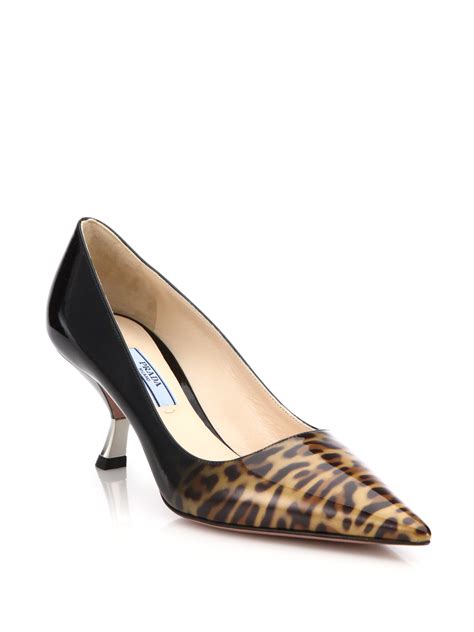 prada leopard print heel|Prada ankle pumps.